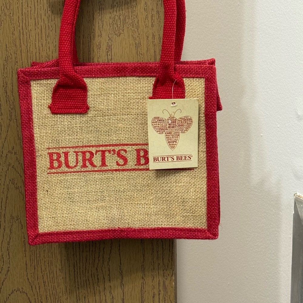 Burt's Bees Red and Tan Mini Bag